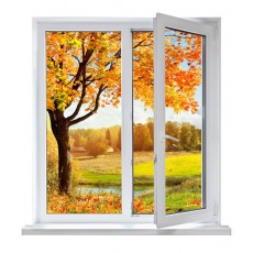 fotomural ventana otoño