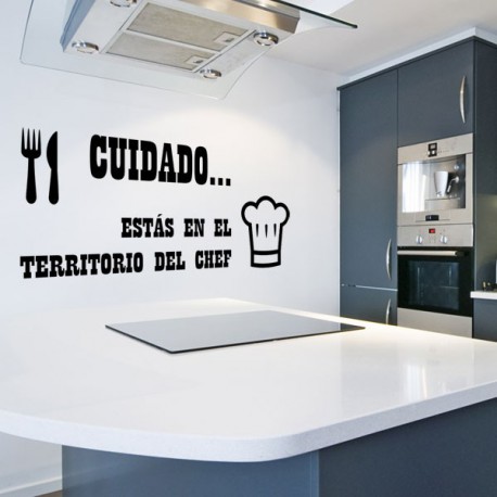 Vinilo de cocina con frase. Territorio del chef