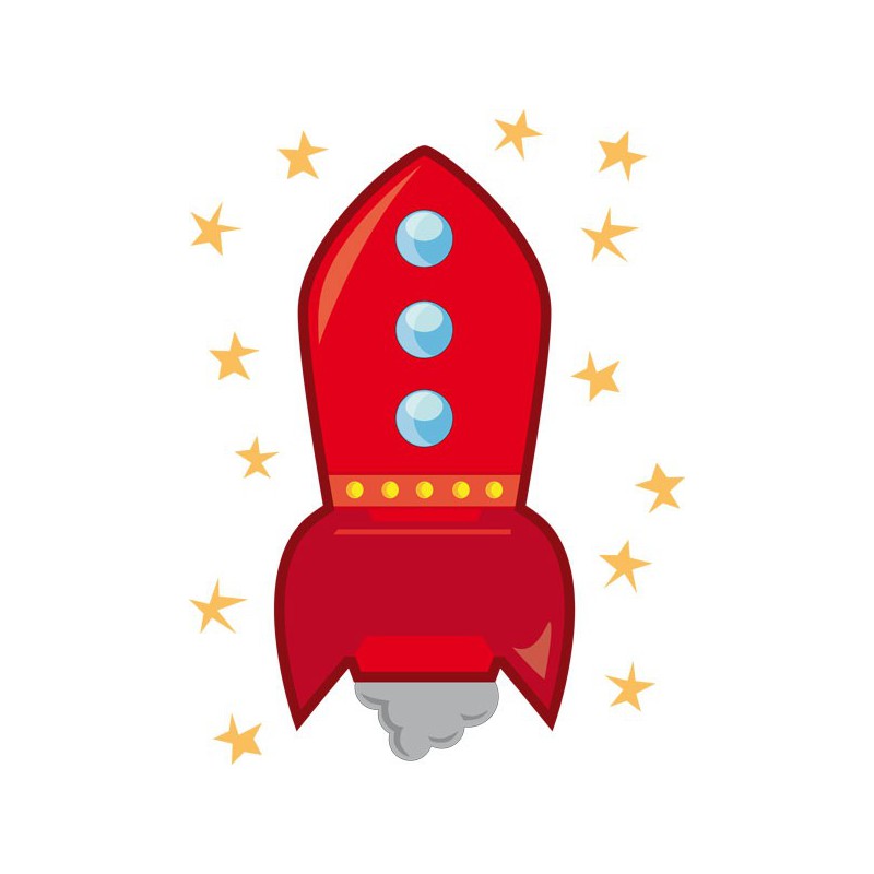 Stickers infantiles con diseño de cohete espacial, 48x68 cm — Qechic